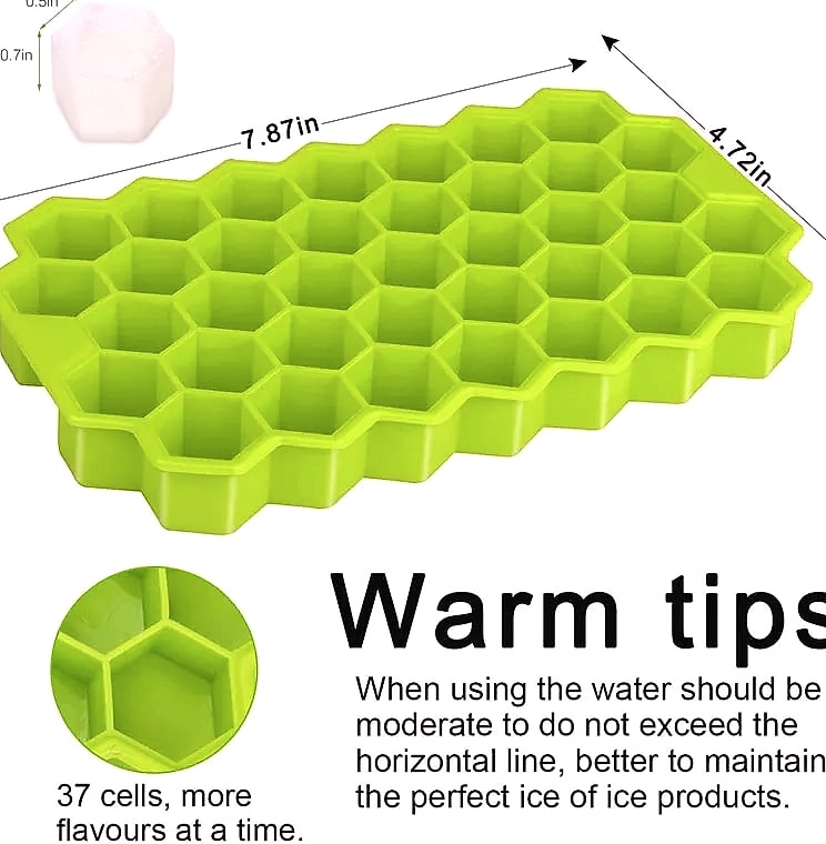AHTOSKA Honeycomb 37-Grid Silicone Ice Cube Tray — close-up details