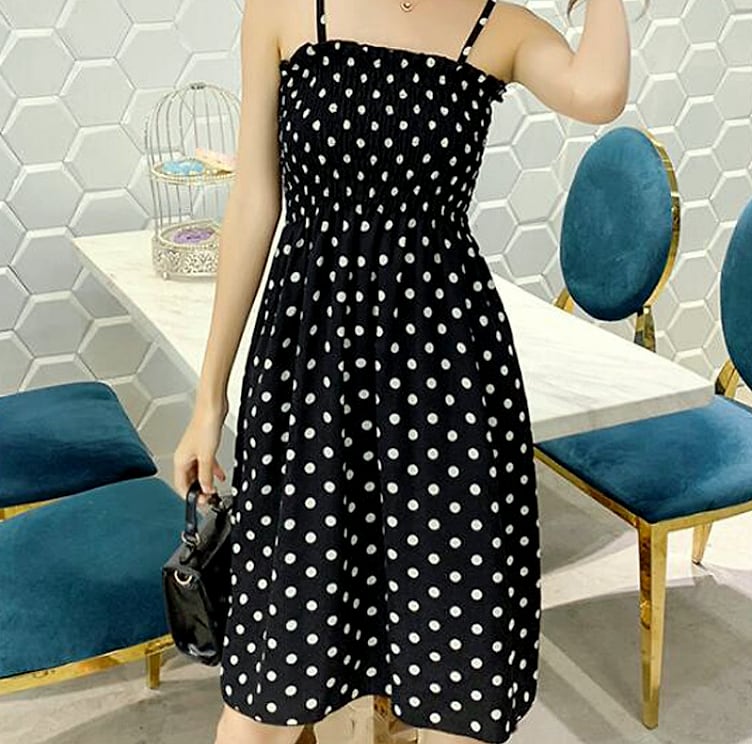 XIBUSANA Chiffon Mini Dress Sleeveless High Waist Summer — assembled view