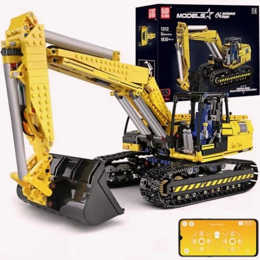 Mould King 13112 RC Excavator 1830 Piece Building Set — package contents