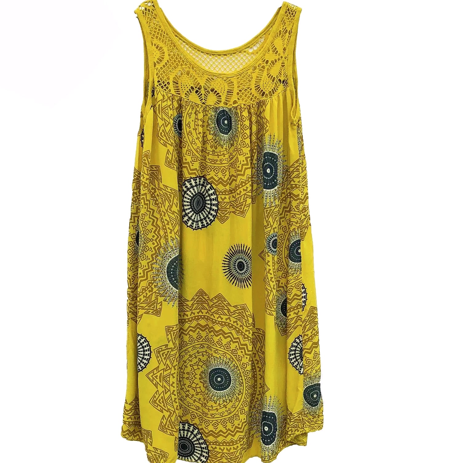 Women's Sleeveless Lace Print Camisole Summer Dress — scale reference