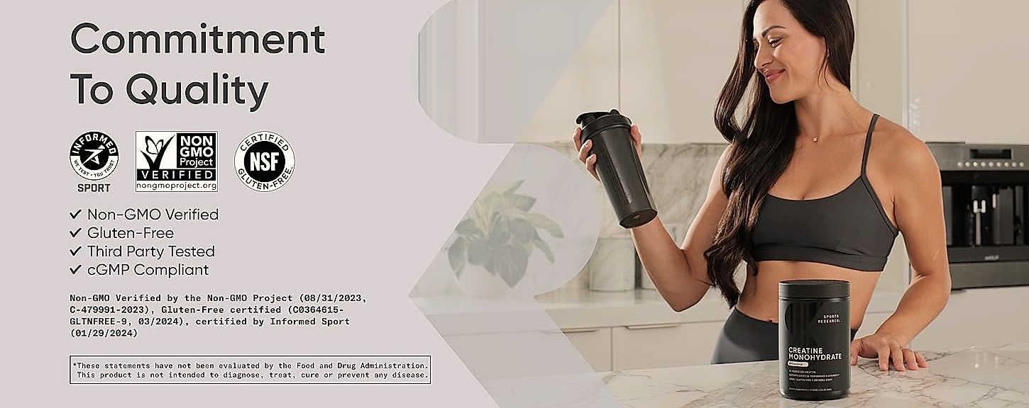Sports Research Creatine Monohydrate 5g Powder for Strength — parts overview