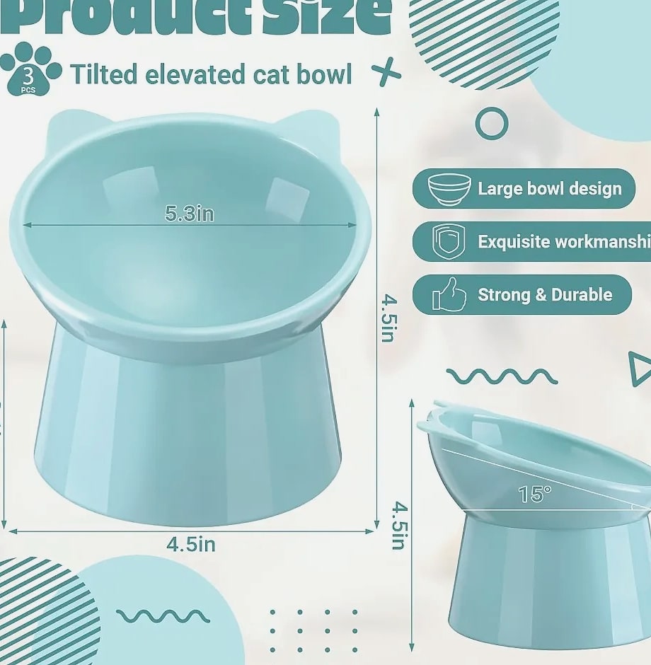Novelty Moon Cat Ear Raised Pet Bowl Elevated Feeder — feature highlights