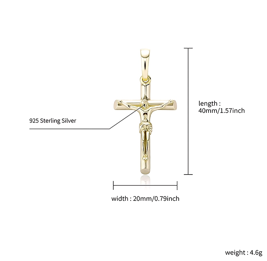 TOPGRILLZ 925 Sterling Silver Jesus Cross Pendant — scale reference