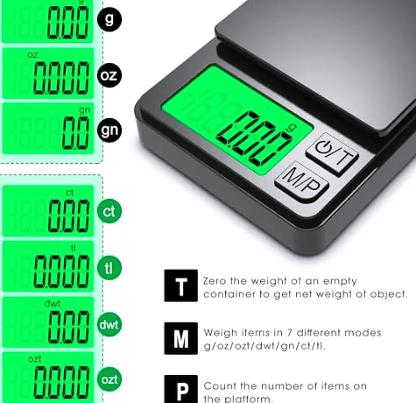 Pocket Digital Scale 1000g x 0.01g Precision Kitchen Weigh — assembled view