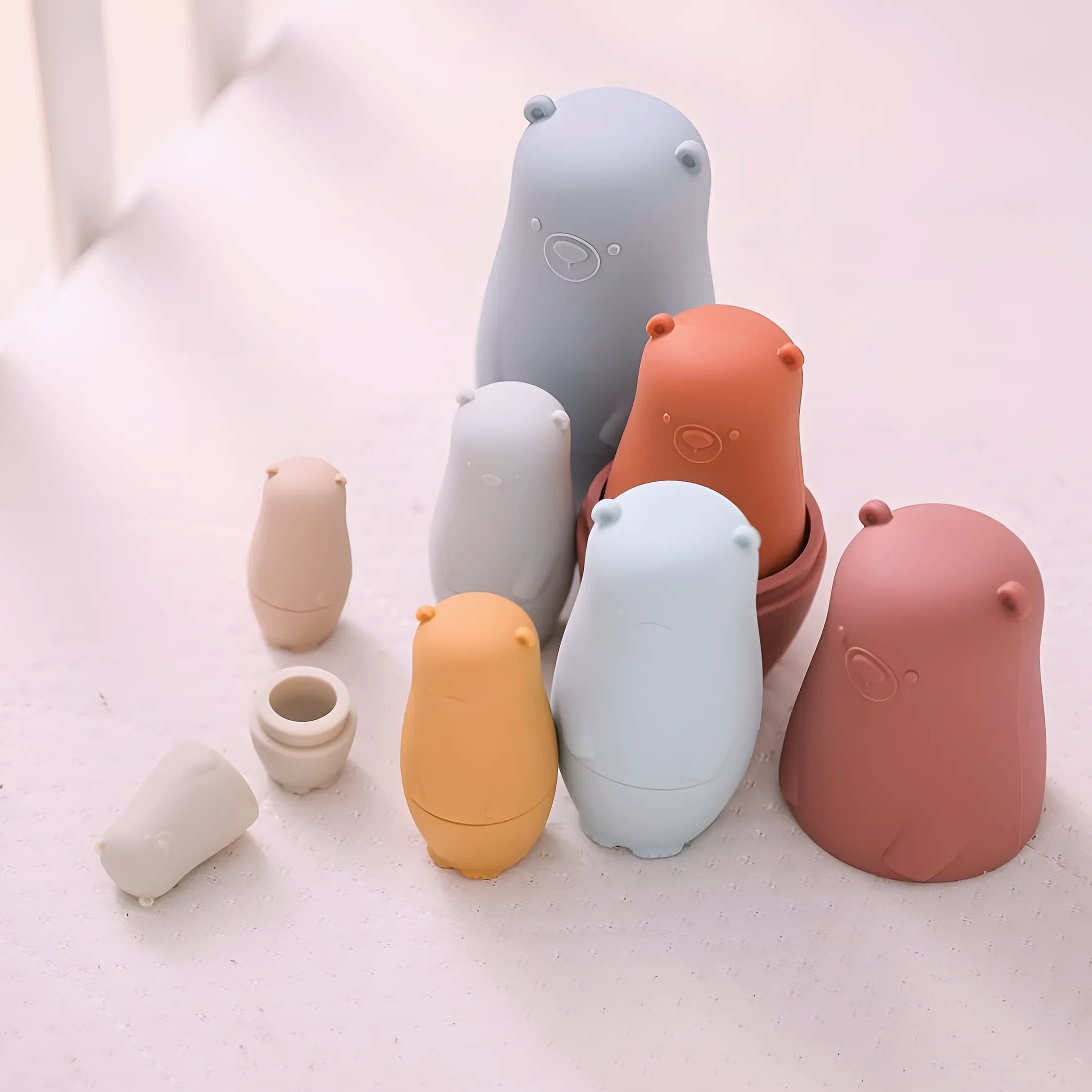 5-Piece Silicone Stacking Puzzle Nesting Toys for Babies — size comparison