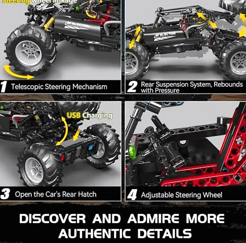 Mould King Bigfoot RC Climbing Car Building Kit — close-up details