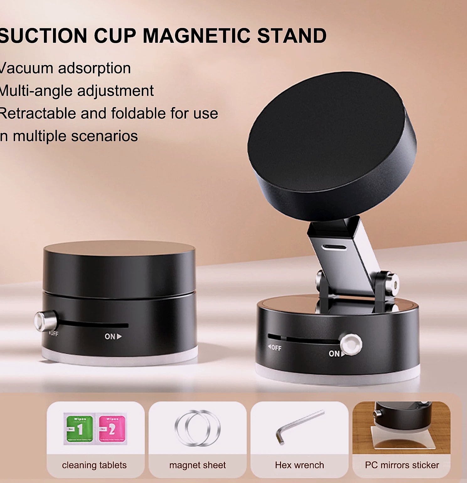 Magnetic Car Phone Holder with Vacuum Suction Cup — scale reference
