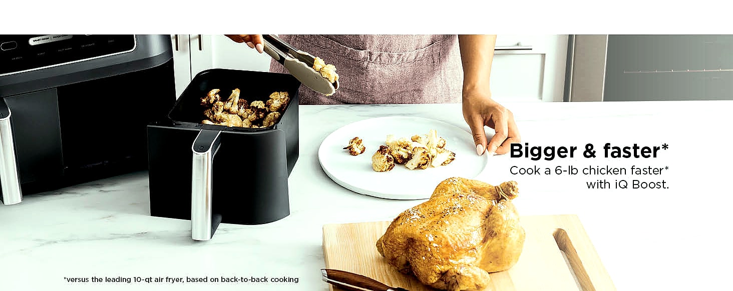 Ninja DZ201 Foodi 8 Quart DualZone Air Fryer with 2 — assembled view