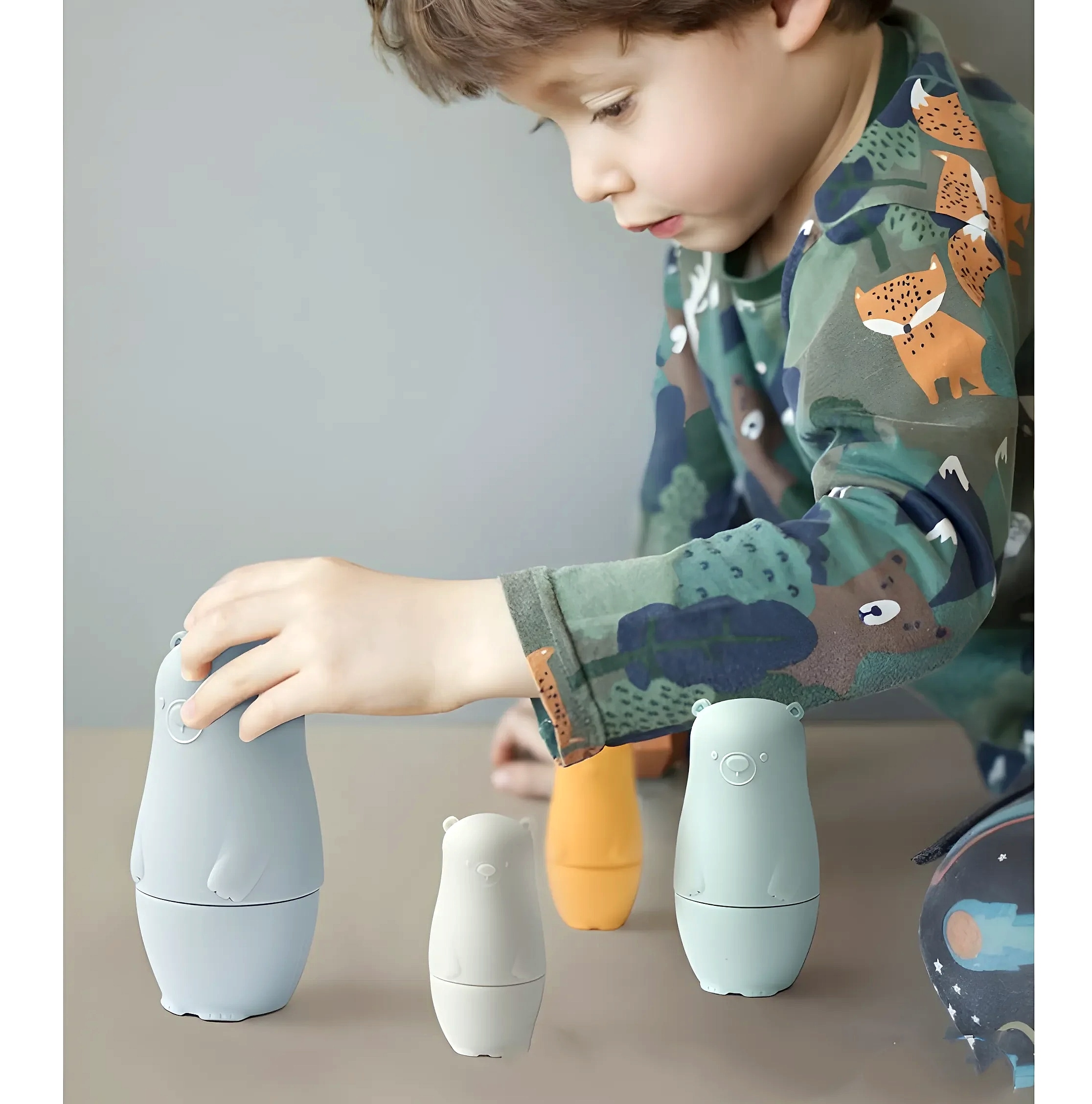 5-Piece Silicone Stacking Puzzle Nesting Toys for Babies — package contents