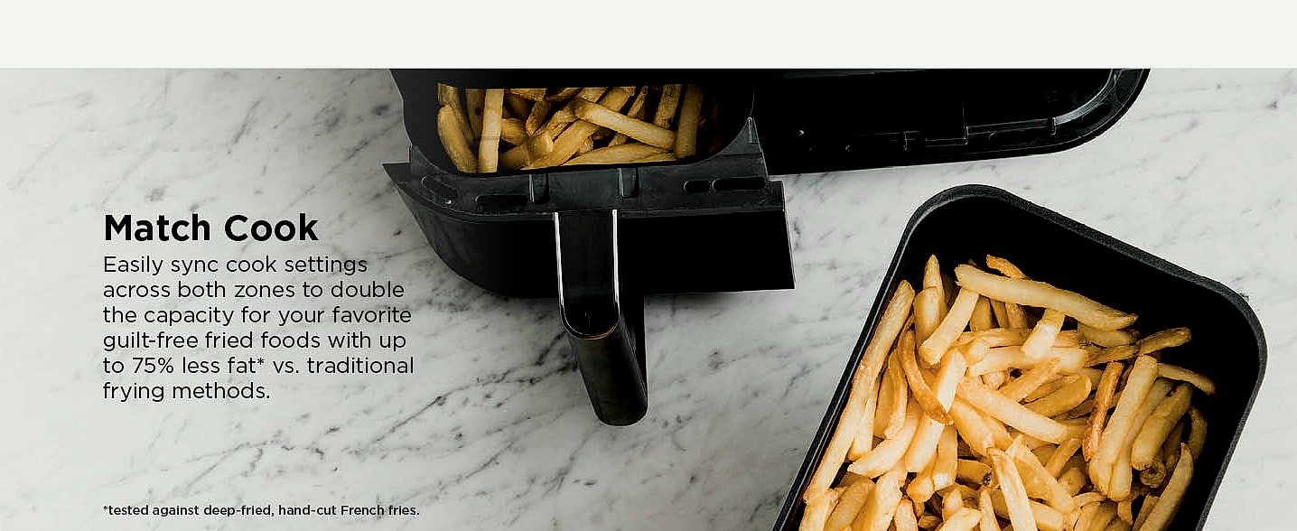Ninja DZ201 Foodi 8 Quart DualZone Air Fryer with 2 — parts overview