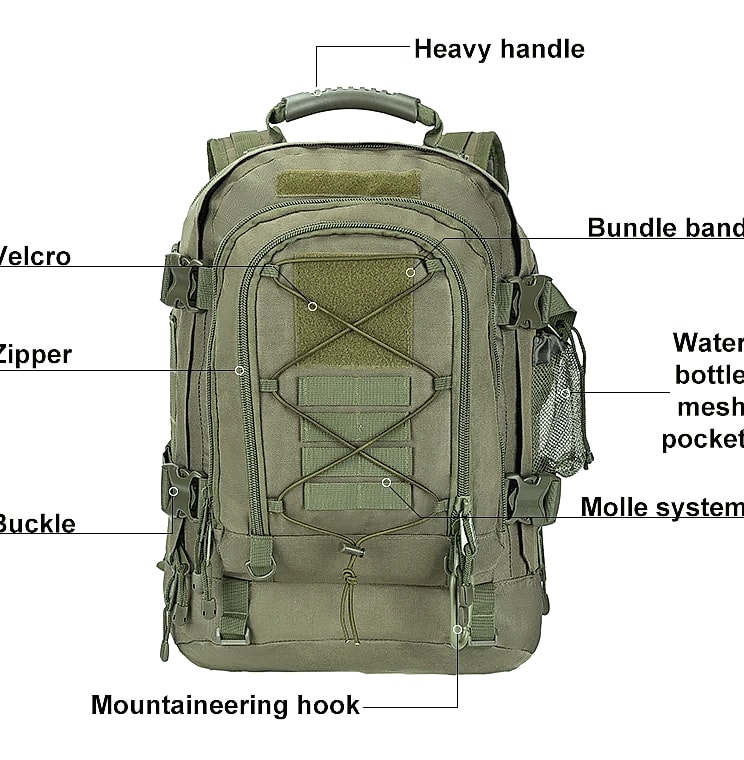 LQARMY 60L Tactical Backpack with MOLLE System — feature highlights