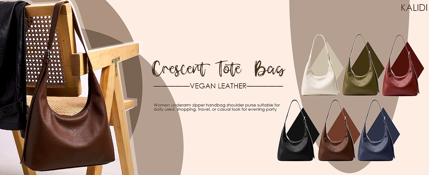 KALIDI Crescent Vegan Leather Tote Bag for Women — package contents