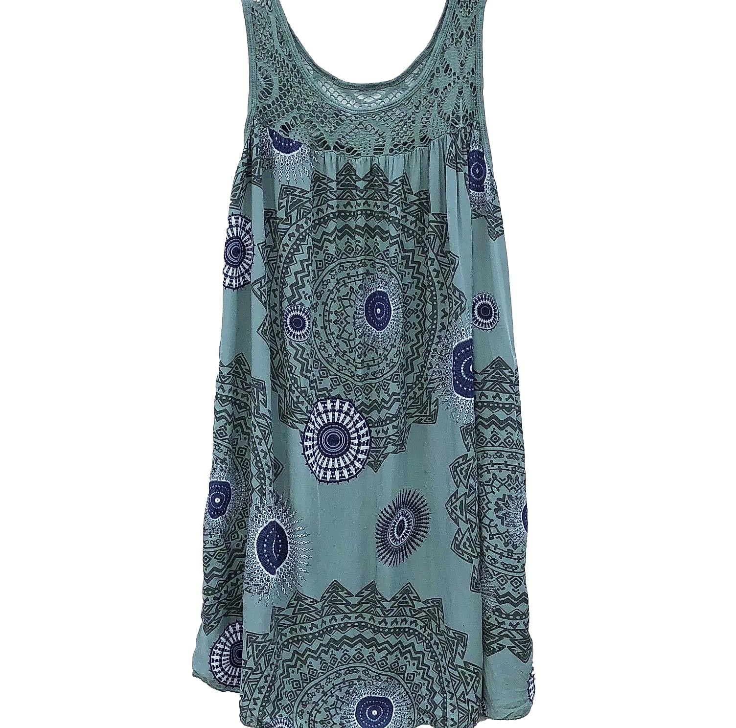 Women's Sleeveless Lace Print Camisole Summer Dress — assembled view