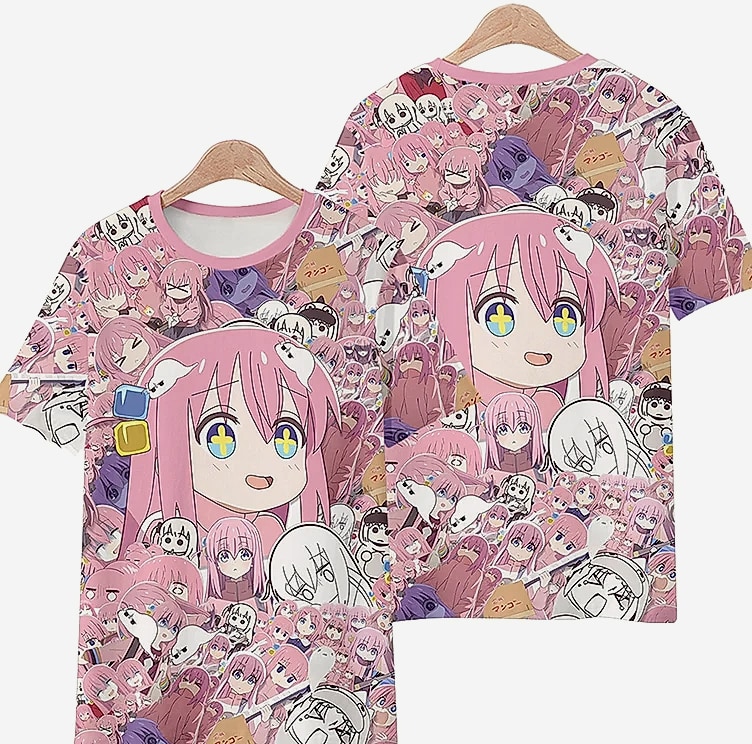 Bocchi The Rock 3D Print T-Shirt Short Sleeve — scale reference