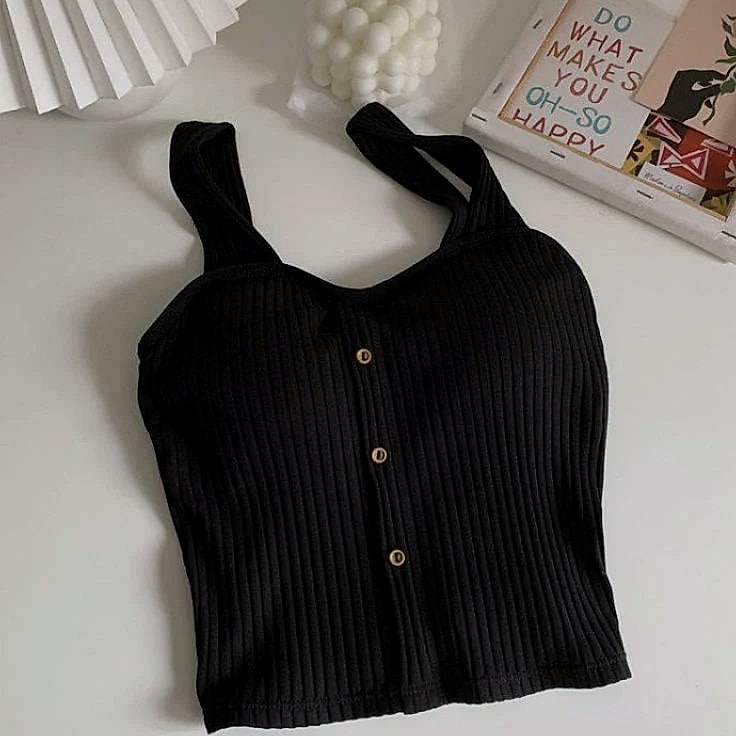 Women's Y2K Cropped Tank Top with Bra Pads and Suspenders — parts overview