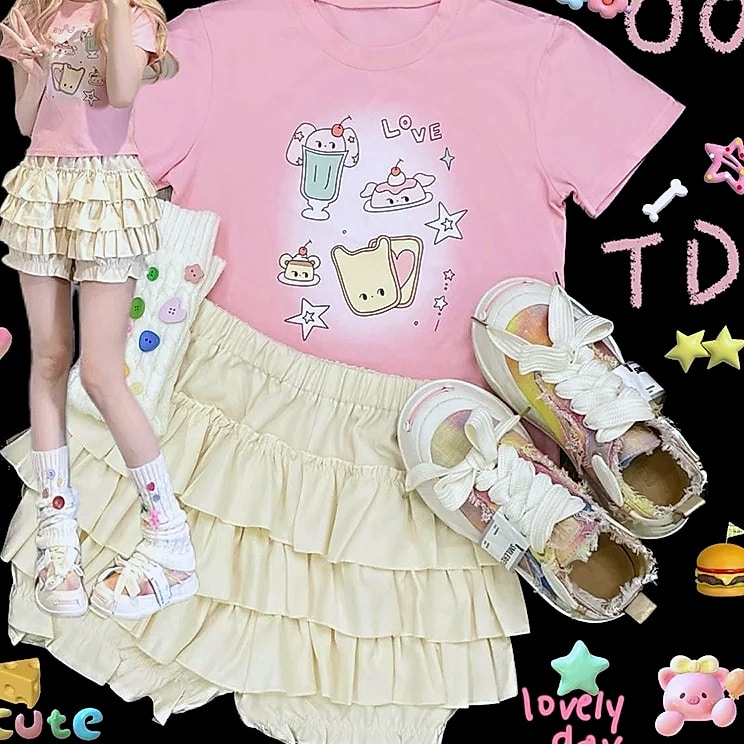 MEXZT Y2K Sweet Ruffles Mini Skirt with Bow — side view