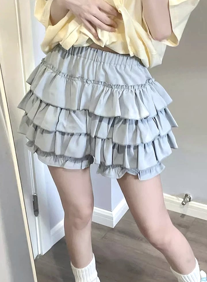 MEXZT Y2K Sweet Ruffles Mini Skirt with Bow — assembled view