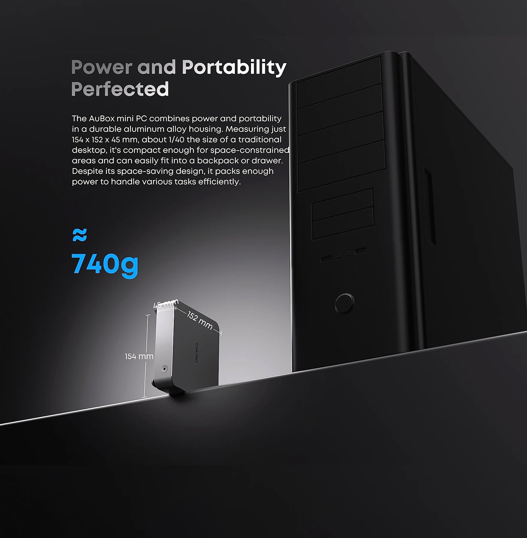 CHUWI AuBox Mini PC AMD Ryzen 7 8745HS 16GB DDR5 512GB SSD — package contents