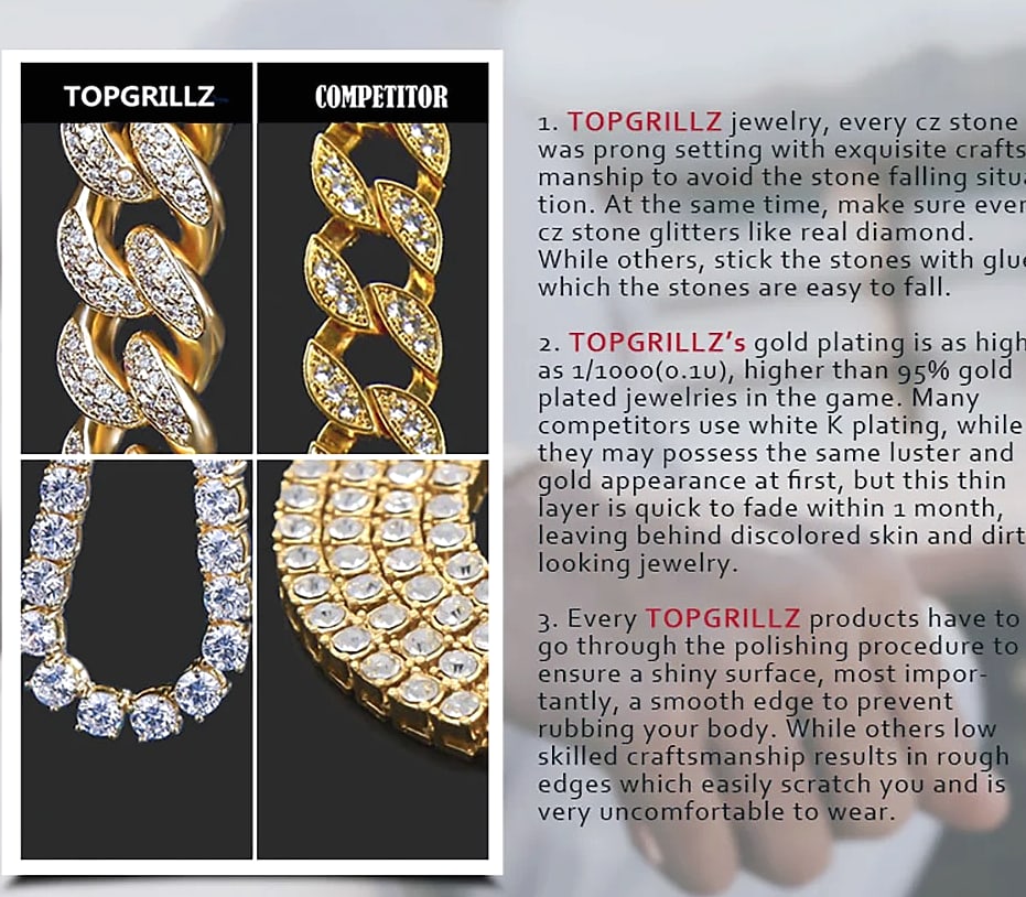 TOPGRILLZ Freshwater Pearl Stainless Steel Chain Necklace — assembled view
