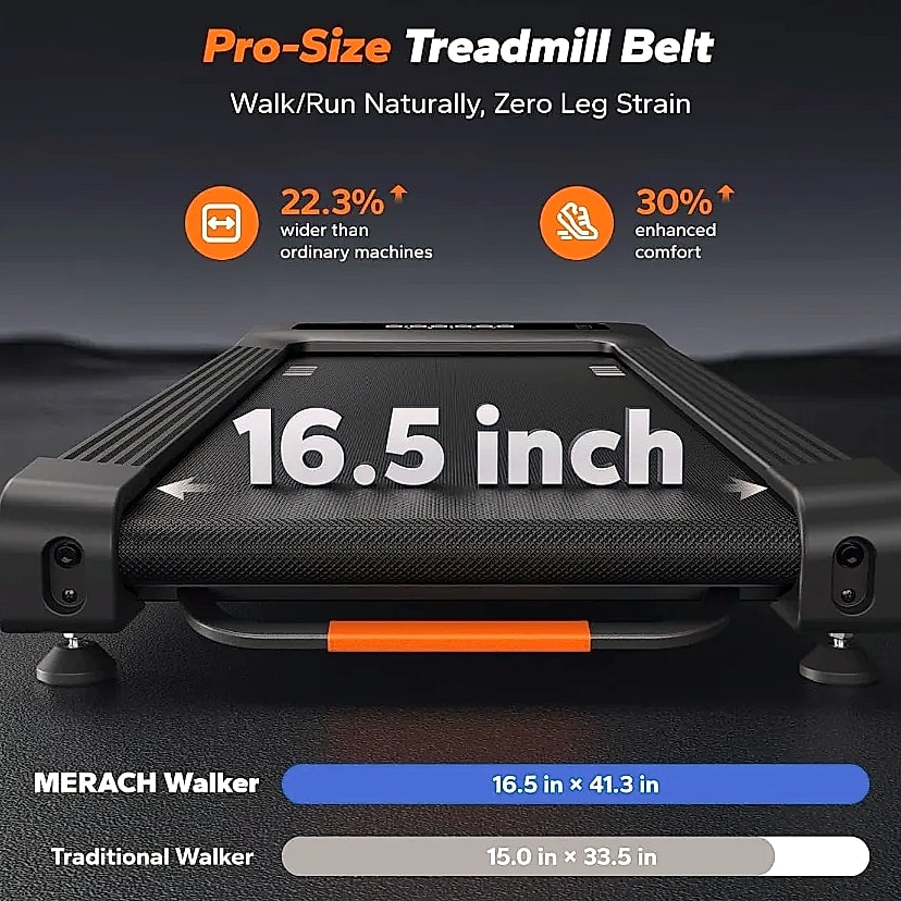 W50 Walking Pad Treadmill 12% Auto Incline 400lbs Capacity — side view