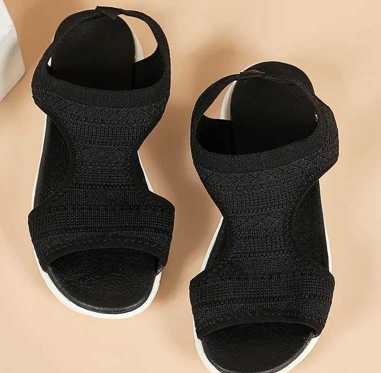 NAZSQ Women's Mesh Knitted Beach Sandals Wedge Roman Style — close-up details