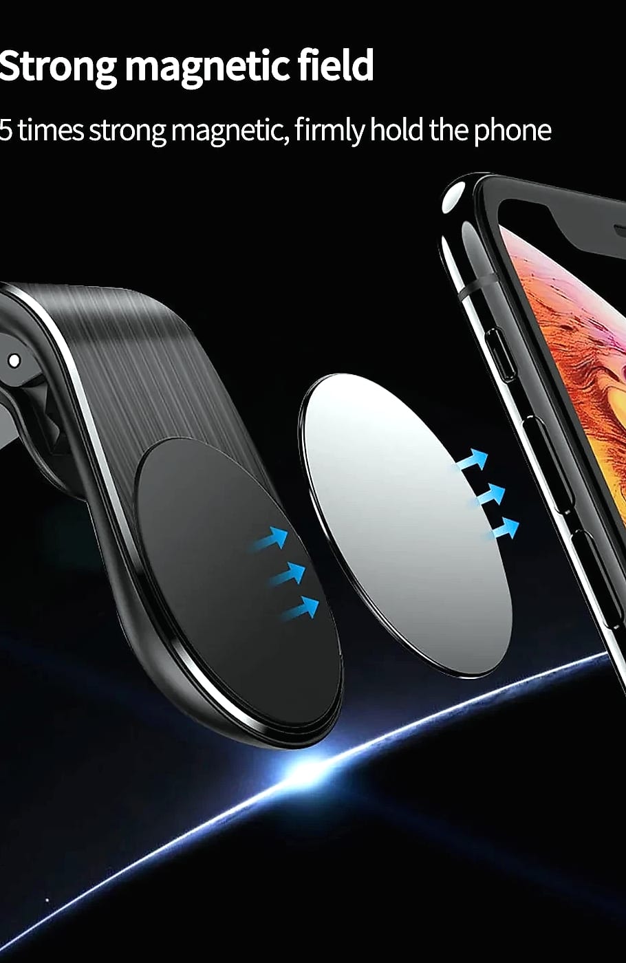 Magnetic Car Phone Holder Air Vent Clip Mount — assembled view