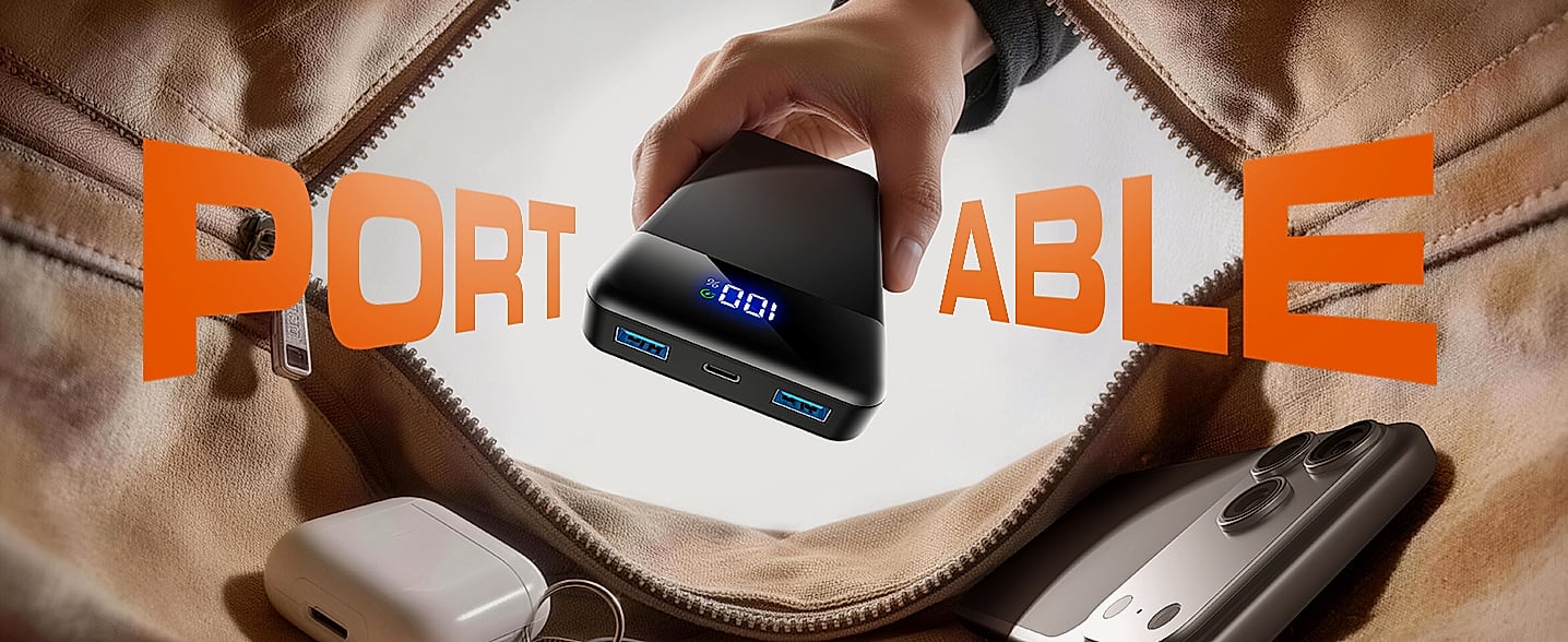 SABANI 35000mAh Power Bank with 4 Built-in Cables — interior detail