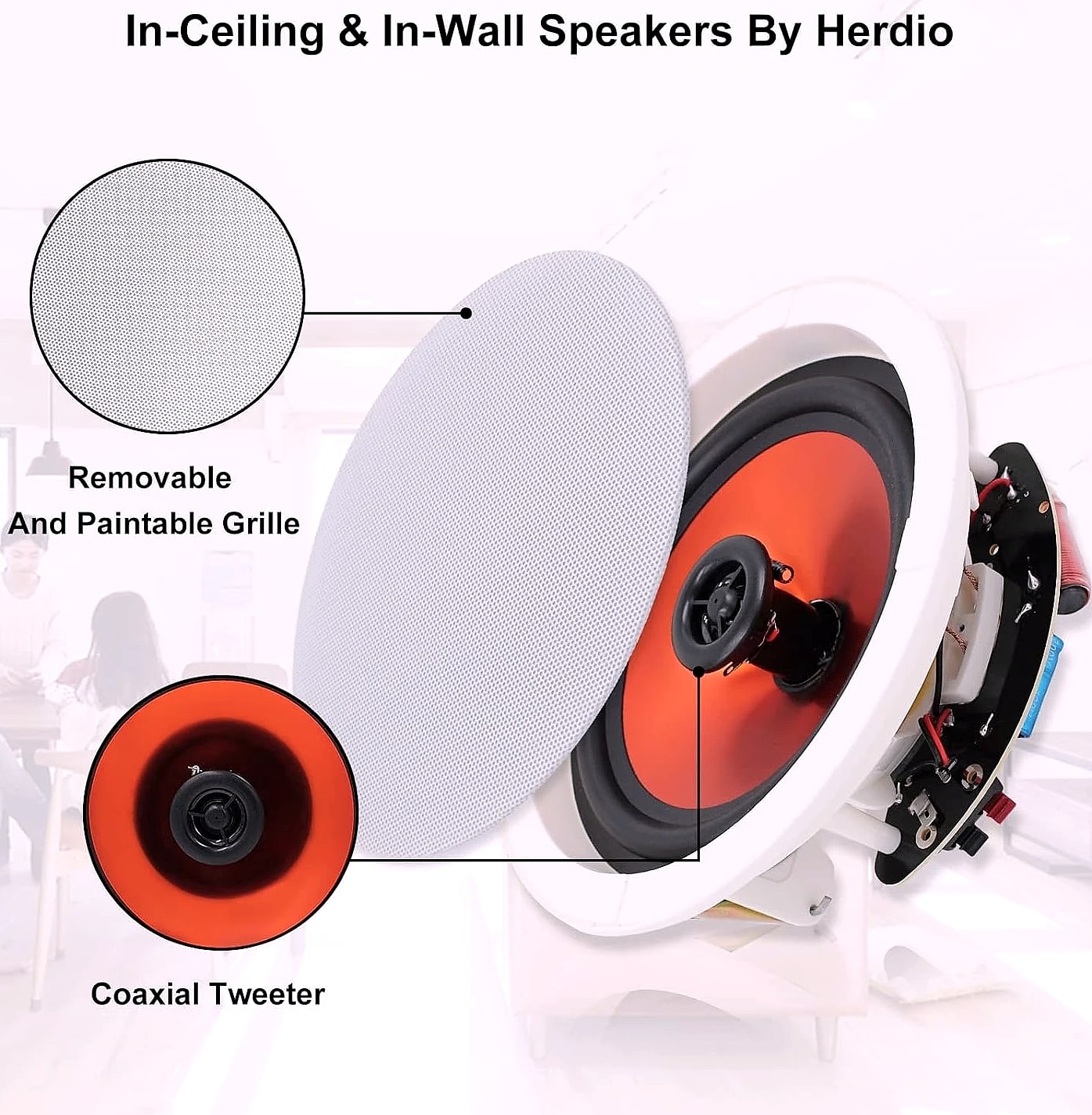 Herdio 628BT 6.5" Bluetooth ceiling speaker system 600W — package contents
