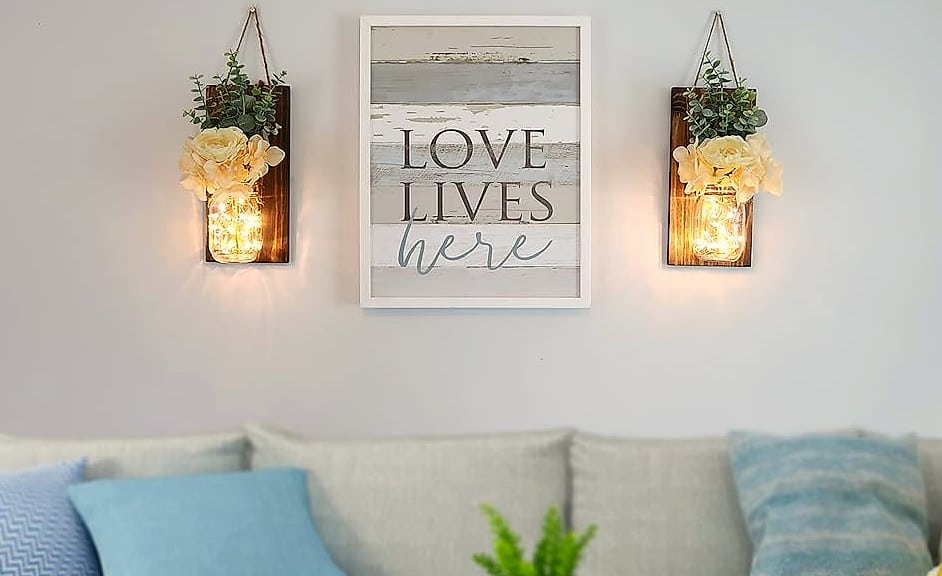 Besuerte Rustic Wooden Wall Sconce with LED String Lights, — build progress
