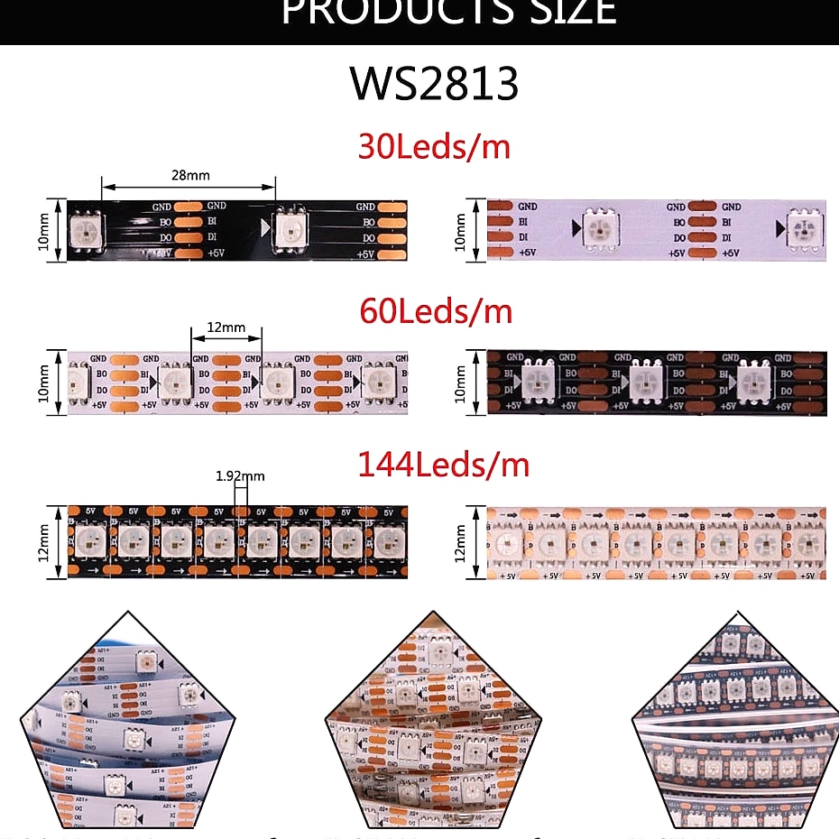 Xnbada WS2812B RGB LED Strip Lights Individually Addressable — scale reference