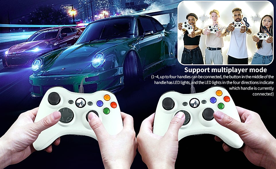 OSTENT Wired USB Controller Gamepad for Xbox 360 and PC — scale reference