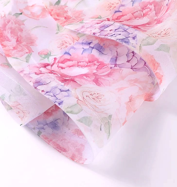 Chic Floral Printed Mini Dress Backless Sleeveless Hem — size comparison