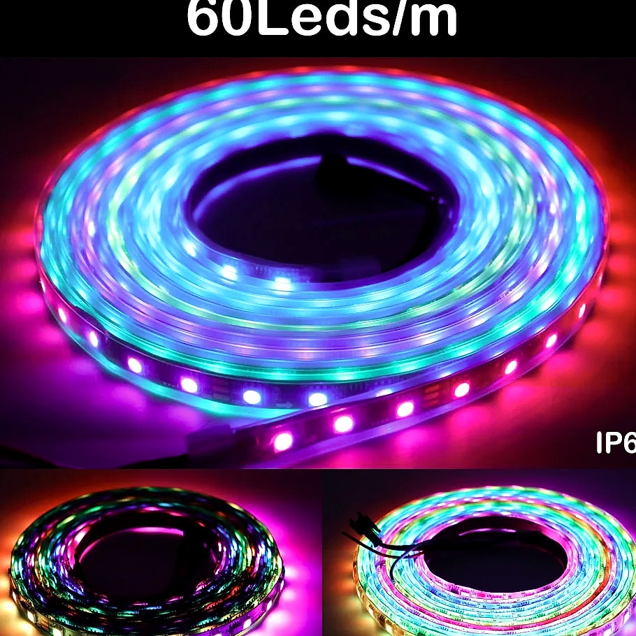 Xnbada WS2812B RGB LED Strip Lights Individually Addressable — side view