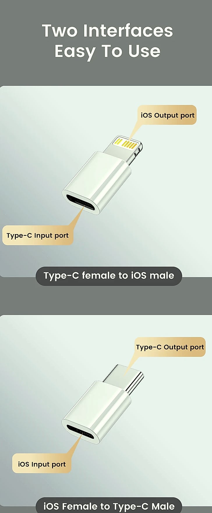 Olaf USB-C to Lightning Adapter for iPhone Fast Charging — interior detail