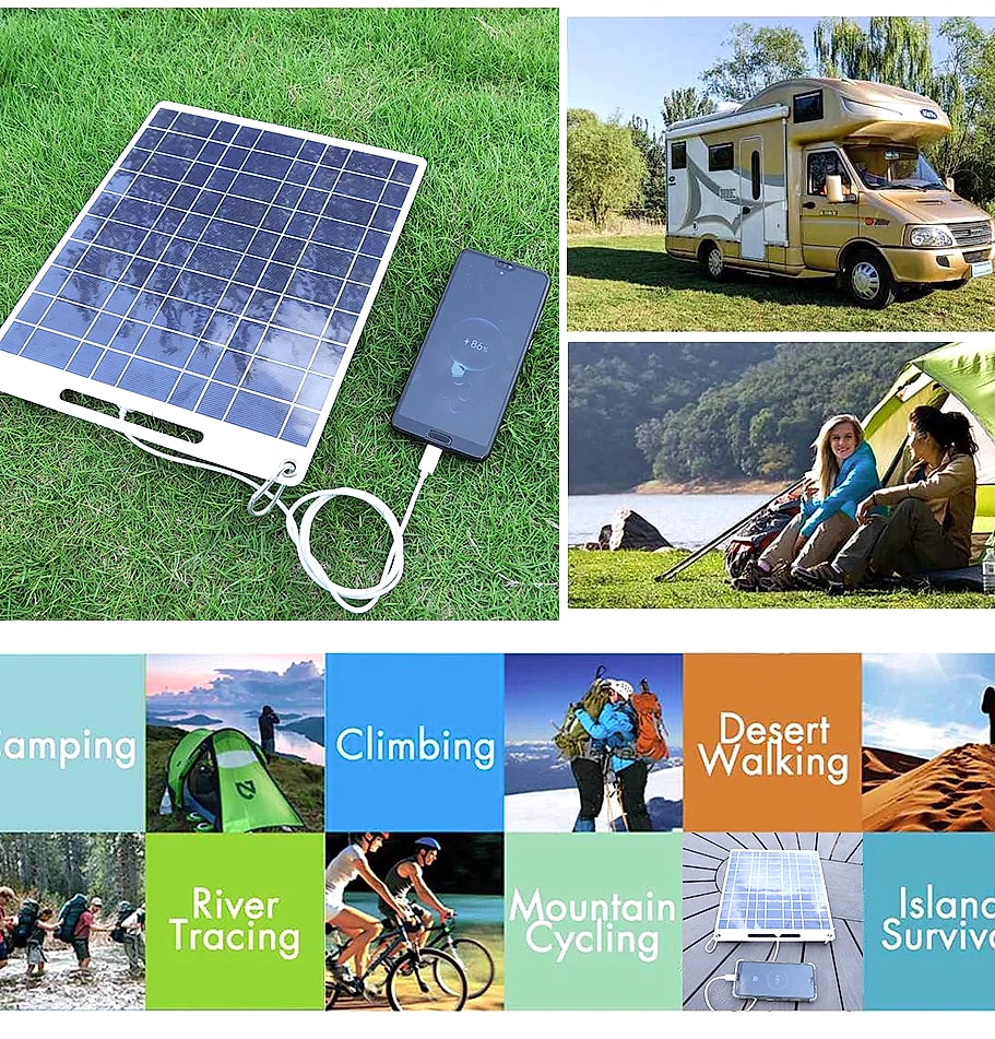 APWIKOGER 30W Solar Panel Portable 5V Phone Charger — assembled view