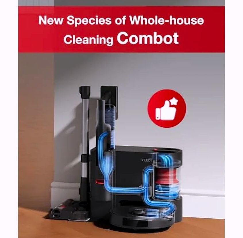 SHXI C12 Combo cordless stick vacuum with robot mop — assembled view