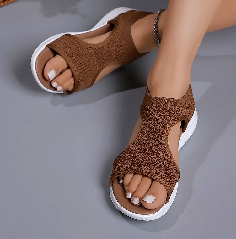 NAZSQ Women's Mesh Knitted Beach Sandals Wedge Roman Style — interior detail