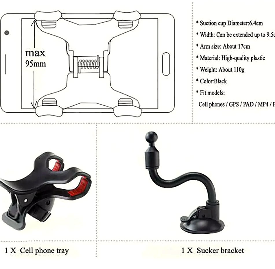 360-Degree Windshield Car Mount with Suction Cup for Phones — feature highlights
