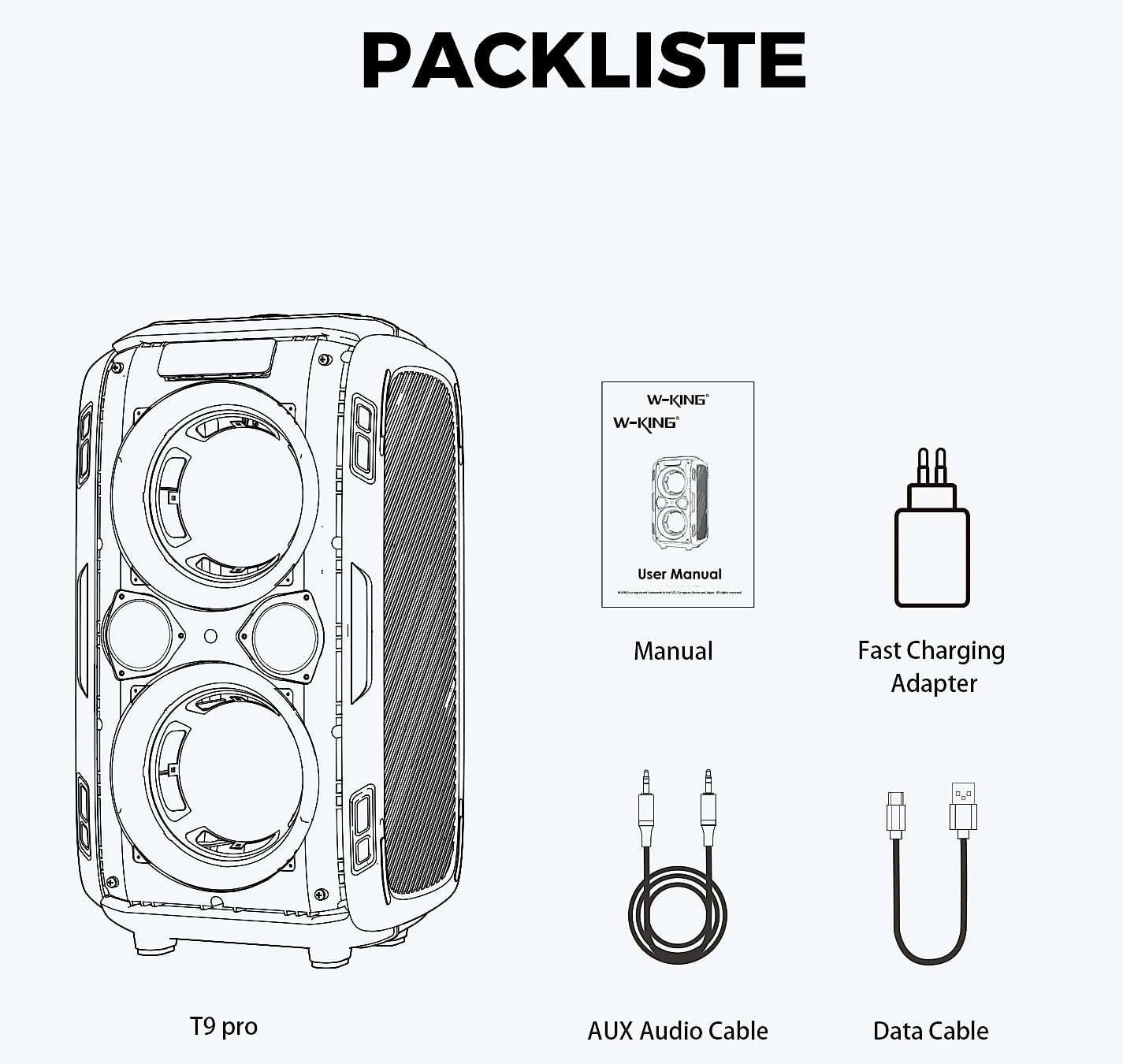 W-King 250W Peak Bluetooth Speaker with 120dB Bass — side view