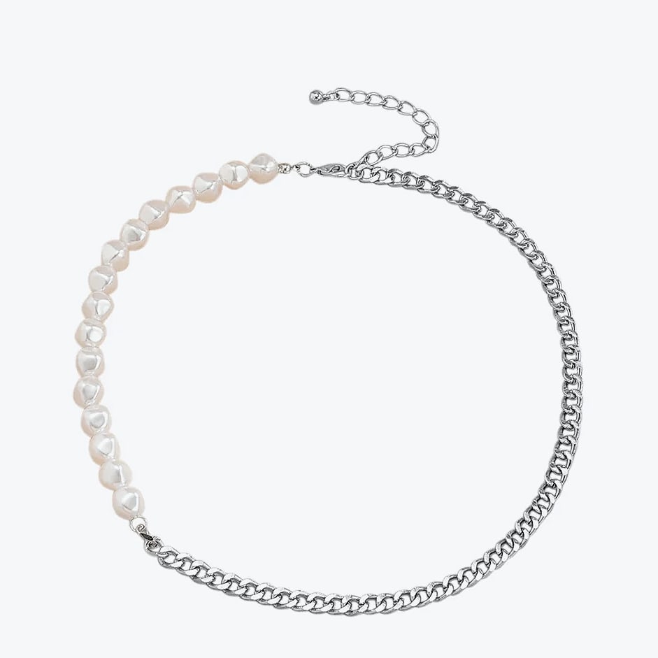 TOPGRILLZ Freshwater Pearl Stainless Steel Chain Necklace — parts overview