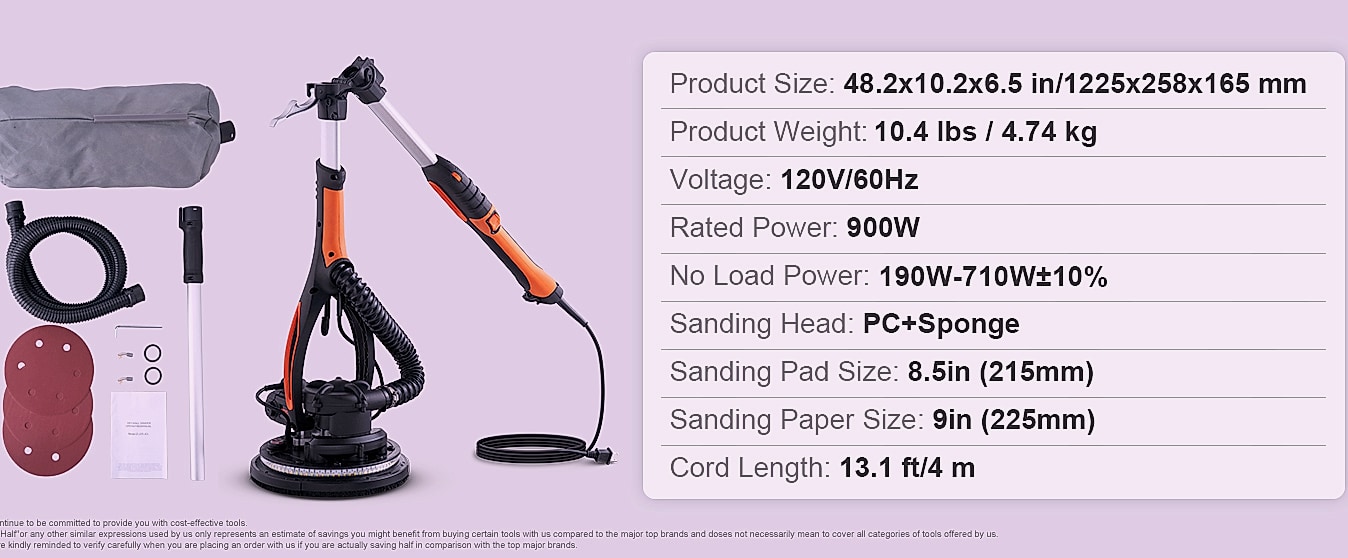 SucceBuy 900W Drywall Sander with Variable Speed Motor — assembled view