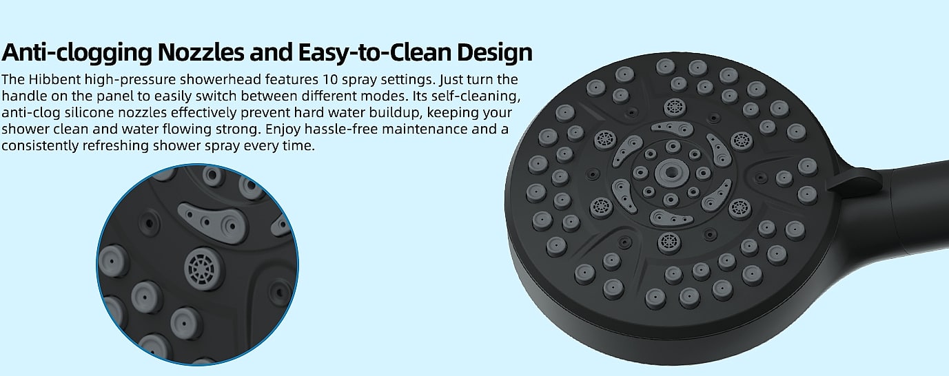 Hibbent 10 inch rainfall shower head combo with handheld — scale reference
