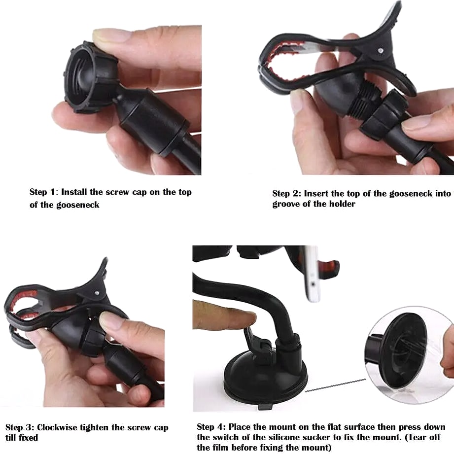 360-Degree Windshield Car Mount with Suction Cup for Phones — side view