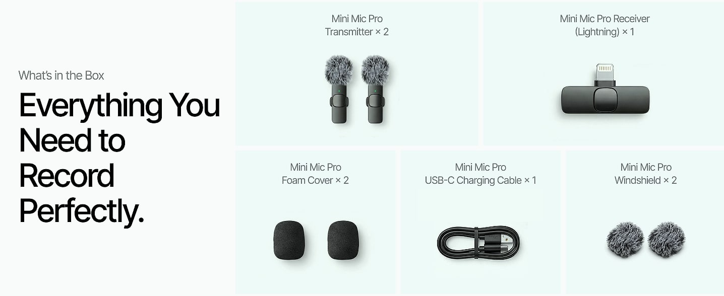 Mini Mic Pro Wireless Lavalier Microphone 2-Pack — side view