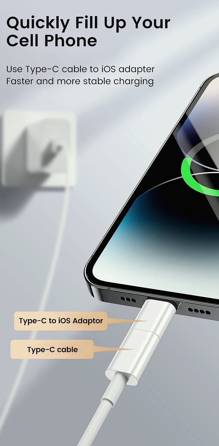 Olaf USB-C to Lightning Adapter for iPhone Fast Charging — side view