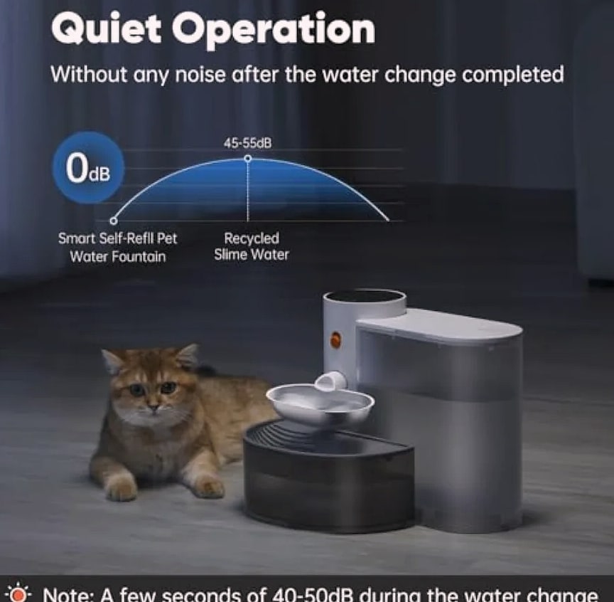 Smart Pet Water Fountain Stainless Steel Bowl Auto Dispenser — side view