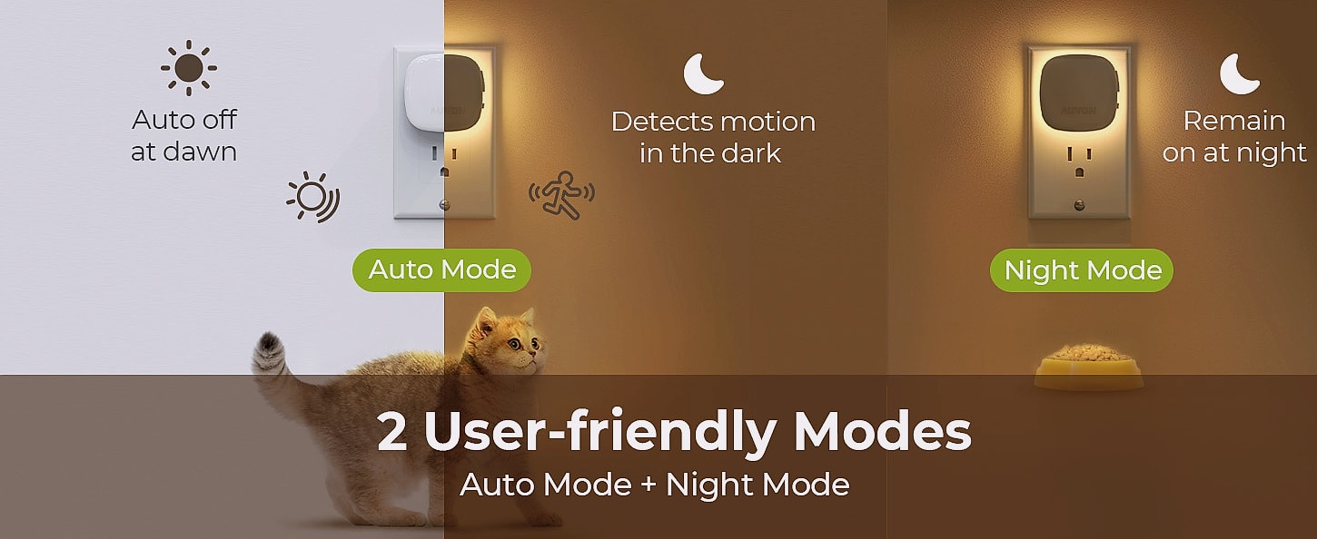 AUVON LED Backlit Night Light with Motion Sensor, 2 Pack — scale reference