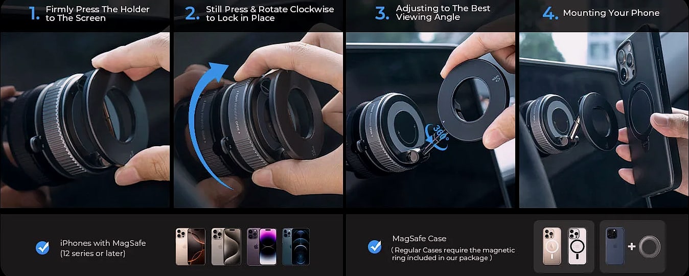 DUTRIEUX Magnetic Car Phone Mount 360° Adjustable — close-up details