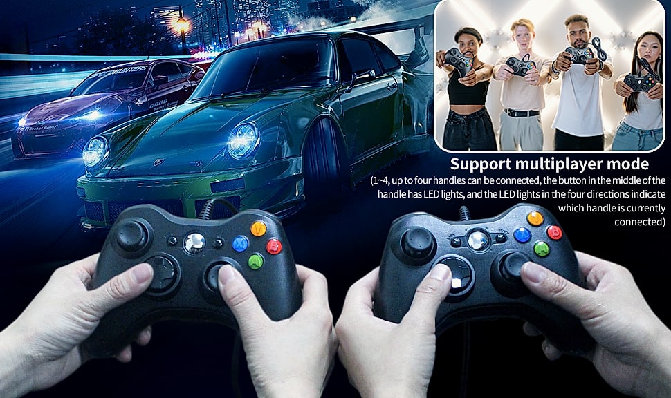 OSTENT Wired USB Controller Gamepad for Xbox 360 and PC — assembled view