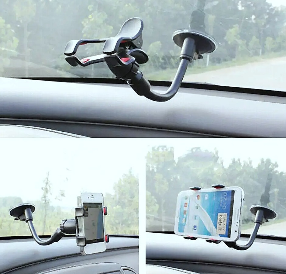 360-Degree Windshield Car Mount with Suction Cup for Phones — assembled view